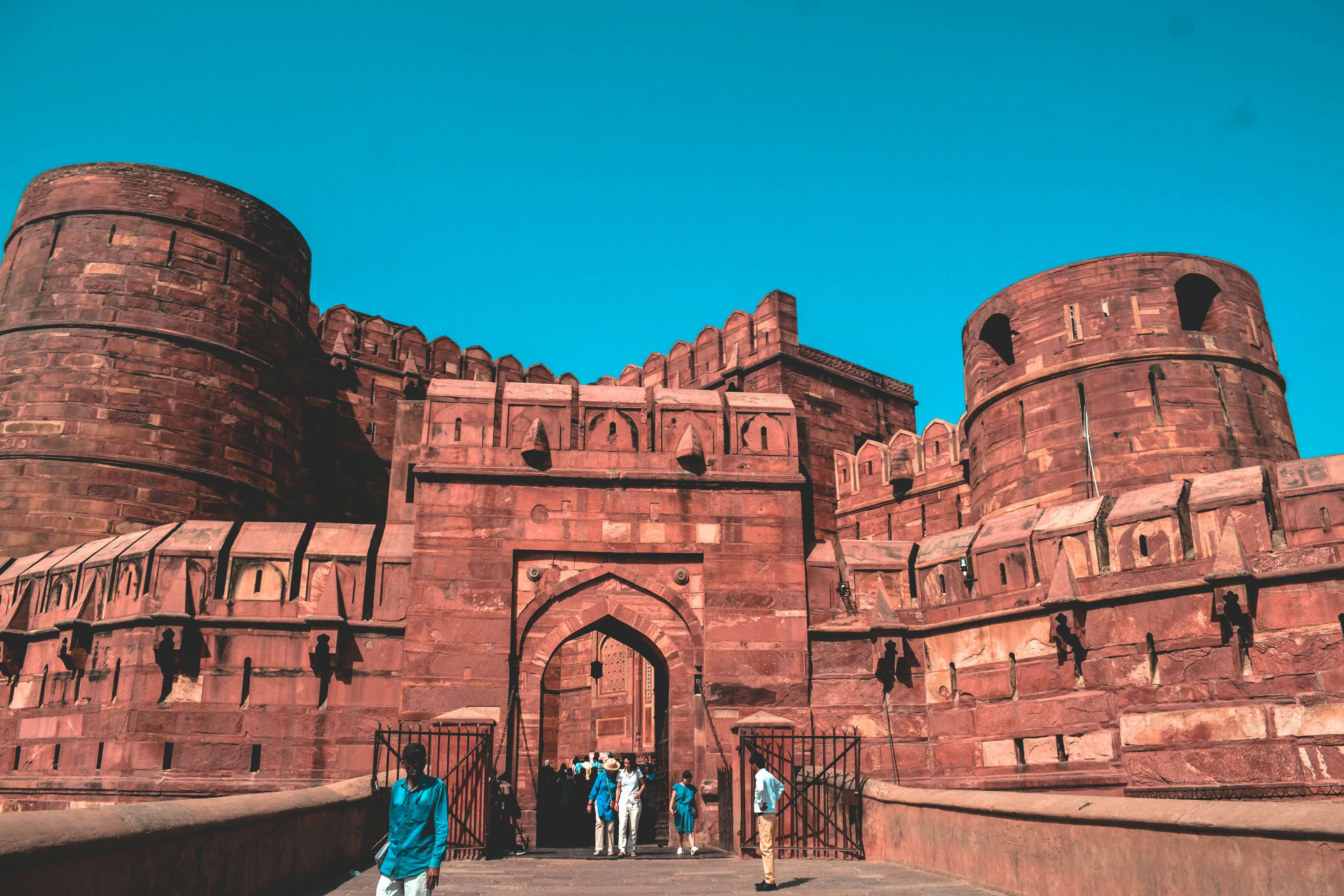 Agra Fort's red sandstone ramparts