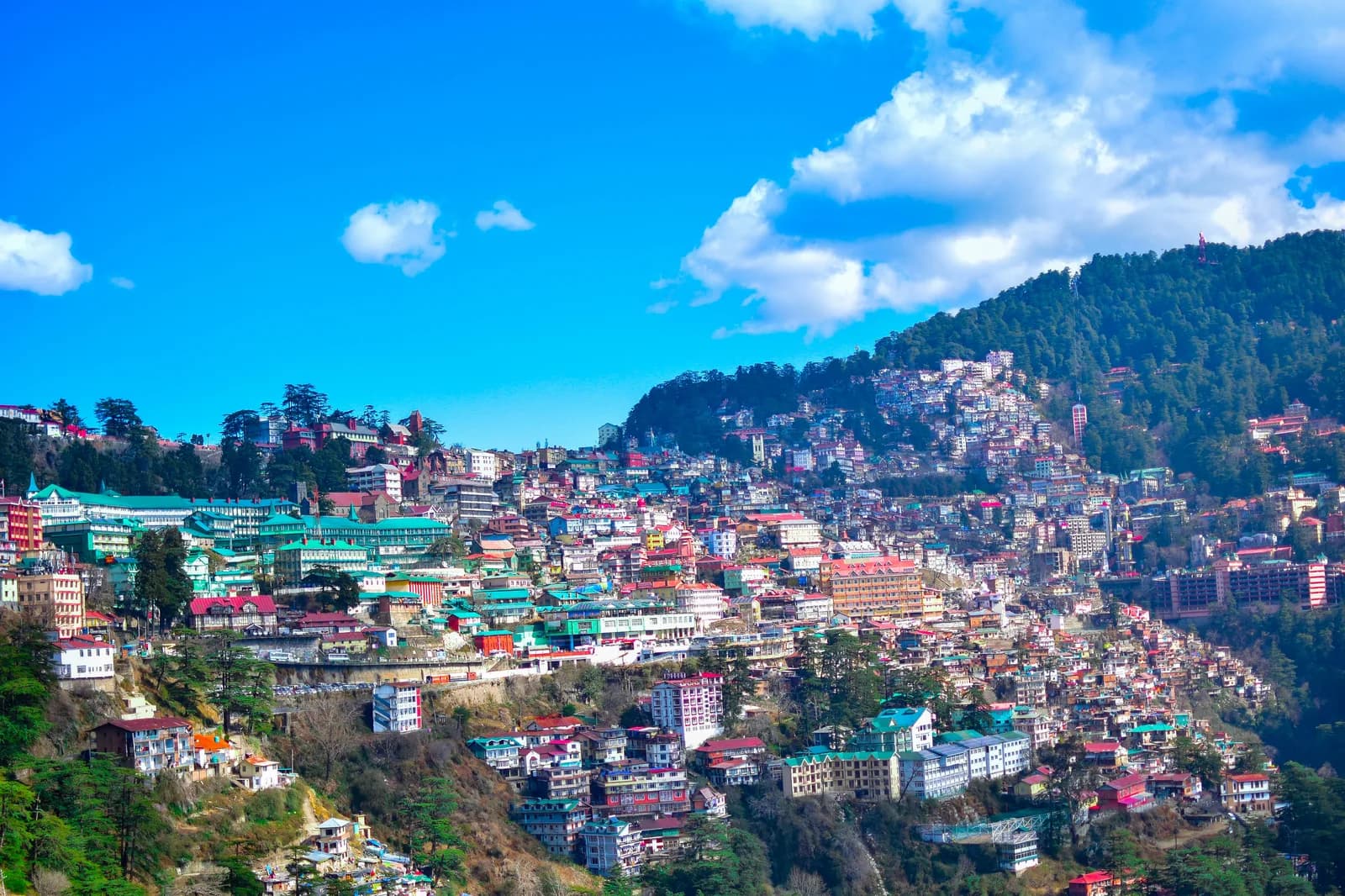 Shimla town built into the Himalayan hillside