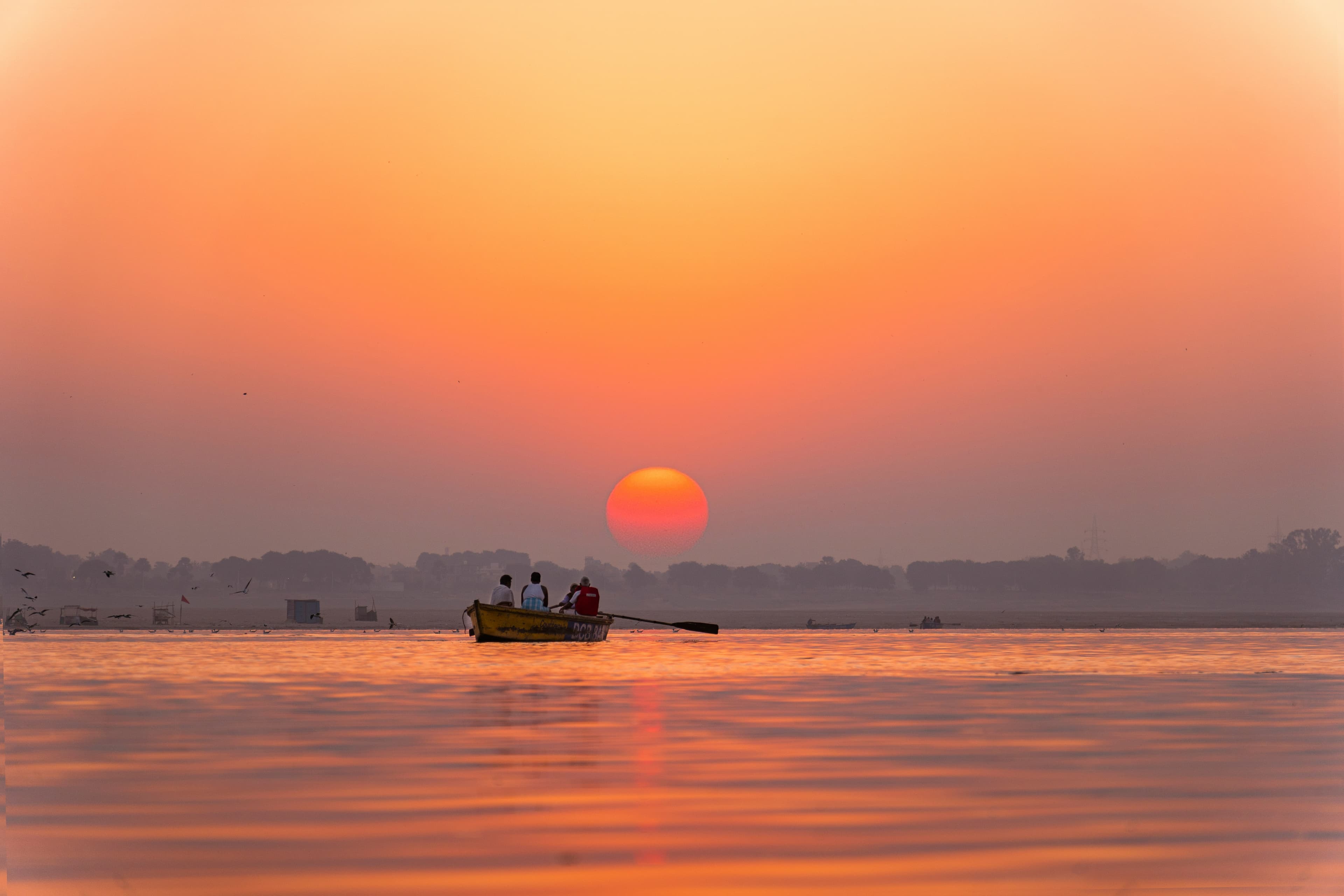 A boat on the Ganges at sunrise, Varanasi