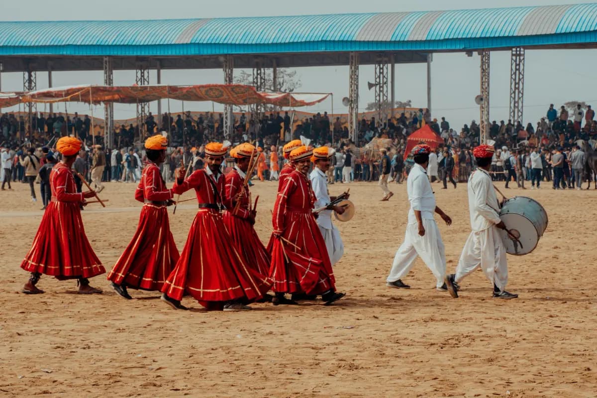 Traditional Rajasthani performers at the Pushkar Camel Fair